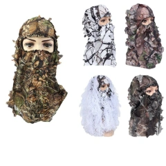 Full Face Mask Headwear Quality Tactical Mask Camouflaged Outdoor Hunting Face Masks Camouflage Headgear Hunting Headgear Full Face Mask 3D Leaf Camouflage Headgear for Hunting