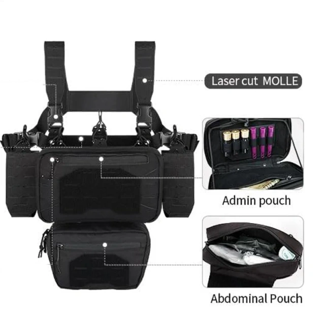 Quick Release Tactical Rig Vest Multifunctional Tactical Vest for Outdoor Multi-Pockets Tactical Chest Mini Rig Hot Sale Tactical Micro Chest Rig with Mag Pouch Outdoor Tactical Vest Good Quality Magazine Pouch Tactical Vest