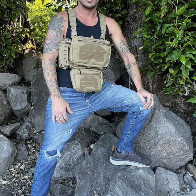 Tactical Chest Mini Rig Multifunctional Adjustable Tactical Vest with Mag Pouches Outdoor Tactical Chest Rig Custom Camouflage Equipment Tactical Vest Chest Rig Adjustable Detachable Training Molle Chest Rigs