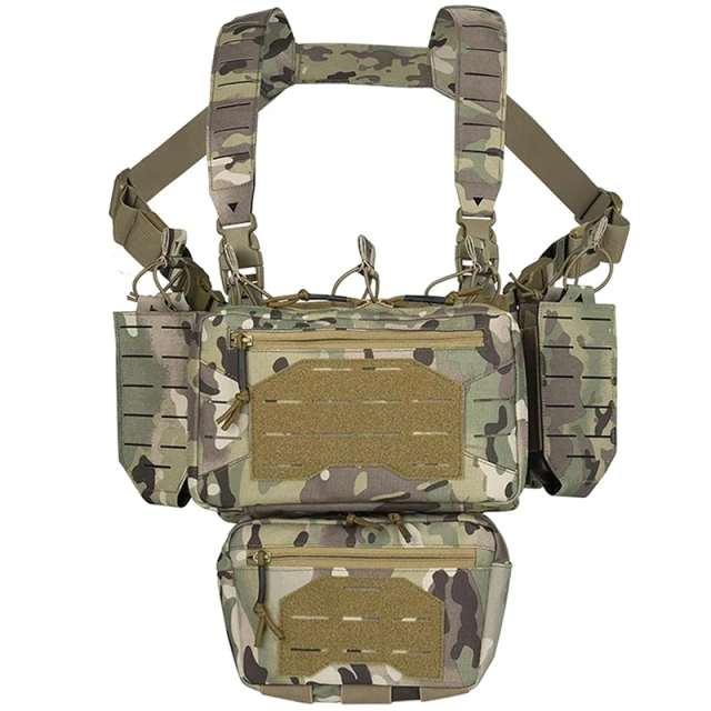 Tactical Chest Mini Rig Multifunctional Adjustable Tactical Vest with Mag Pouches Outdoor Tactical Chest Rig Custom Camouflage Equipment Tactical Vest Chest Rig Adjustable Detachable Training Molle Chest Rigs