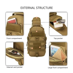 Camouflage Tactical Shoulder Bag Hiking Messenger Backpack Nylon Outdoor Hunting Trekking Chest Sling Bag  Practical Military Backpack for Men and Women Military Training Tactical Military Training Pack Bag Large Rucksack