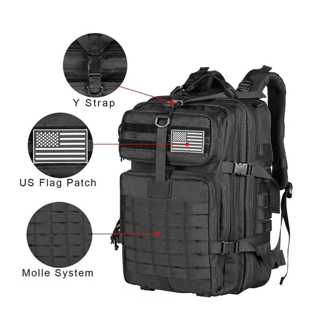 Customized Logo Large Capacity Training Bag Rucksack Good Quality Assault Backpack Heavy Duty Tactical Rucksack  Military Backpack 42L Large Backpack Campings Outdoor Rucksack Military Training Military Backpack