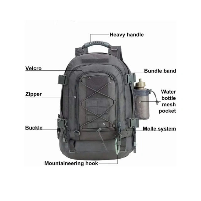 Men's Backpack Large Practical Backpack Assault Travel Backpack for Hiking Military Specific Backpack Survival Backpack Military Training Utility Bag Waterproof Military Training Tactical backpack