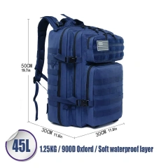 Men and Women Practical Assault Backpack 45L Training Assault Bag Practical Big BackpackMilitary Bag Multi-Function Bag Small Tool Bag With Mobile Phone Holster Bracket