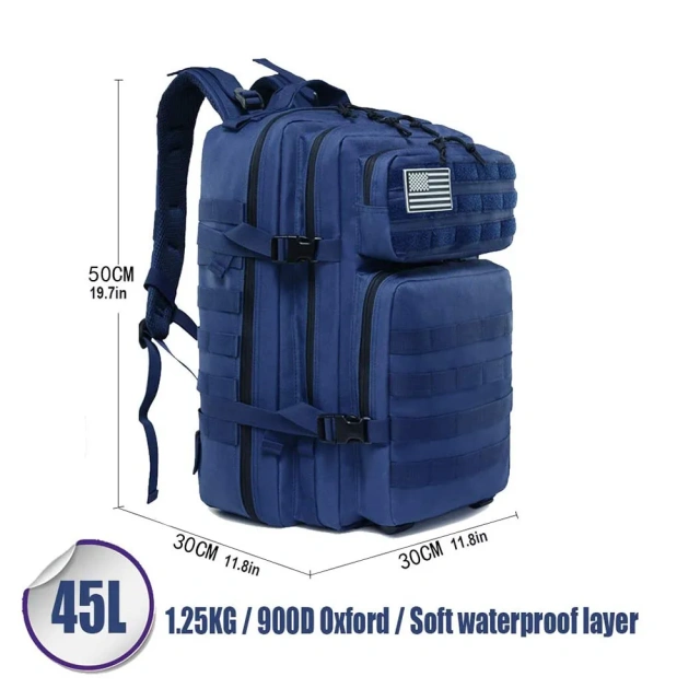 Men and Women Practical Assault Backpack 45L Training Assault Bag Practical Big BackpackMilitary Bag Multi-Function Bag Small Tool Bag With Mobile Phone Holster Bracket
