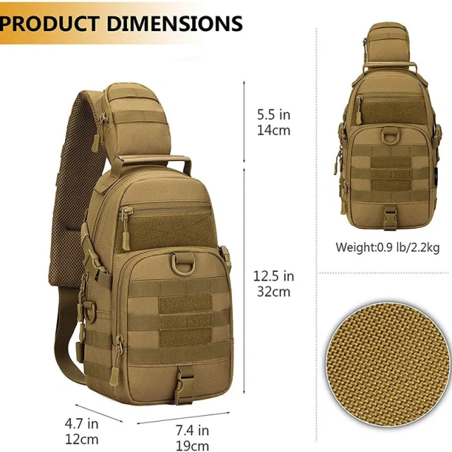 Camouflage Tactical Shoulder Bag Hiking Messenger Backpack Nylon Outdoor Hunting Trekking Chest Sling Bag  Practical Military Backpack for Men and Women Military Training Tactical Military Training Pack Bag Large Rucksack