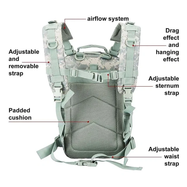 Outdoor Camping Tactical Rucksack for Travel Practical Camouflage Backpack Large Capacity Tactical Backpack  Men's And Women's Outdoor Sport Cross Body Bags Messenger Shoulder Bag Sling Military Bag