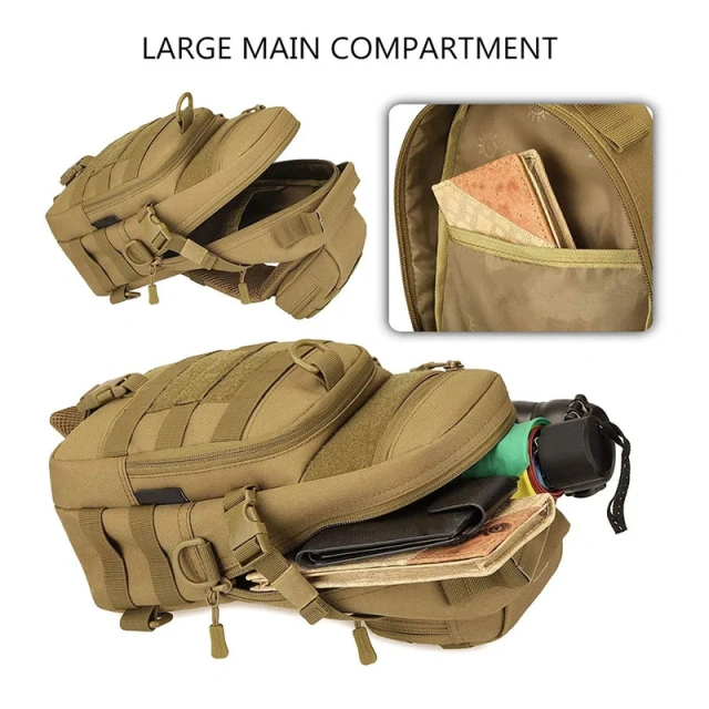 Camouflage Tactical Shoulder Bag Hiking Messenger Backpack Nylon Outdoor Hunting Trekking Chest Sling Bag  Practical Military Backpack for Men and Women Military Training Tactical Military Training Pack Bag Large Rucksack
