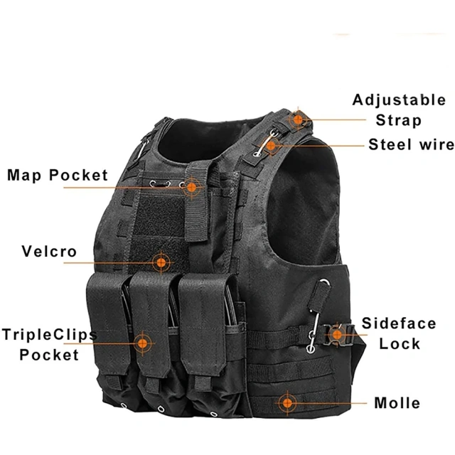 Top Quality Lightweight Outdoor Training Tactical Vest Adjustable Tactical Vest for Hunting Breathable Tactical Vest Training Assault Vest Outdoor Multi-Function EVA Thick Guard Vest stab-proof security vest