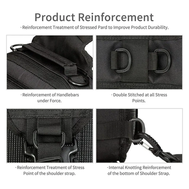 China Factory Wholesale Tactical Sling Shoulder Pack Small Tactical Shoulder Bag Training Chest Pack Assault Bags  Military Bag Multi Purpose Large Capacity Increment Bag Short Distance Travel Bag