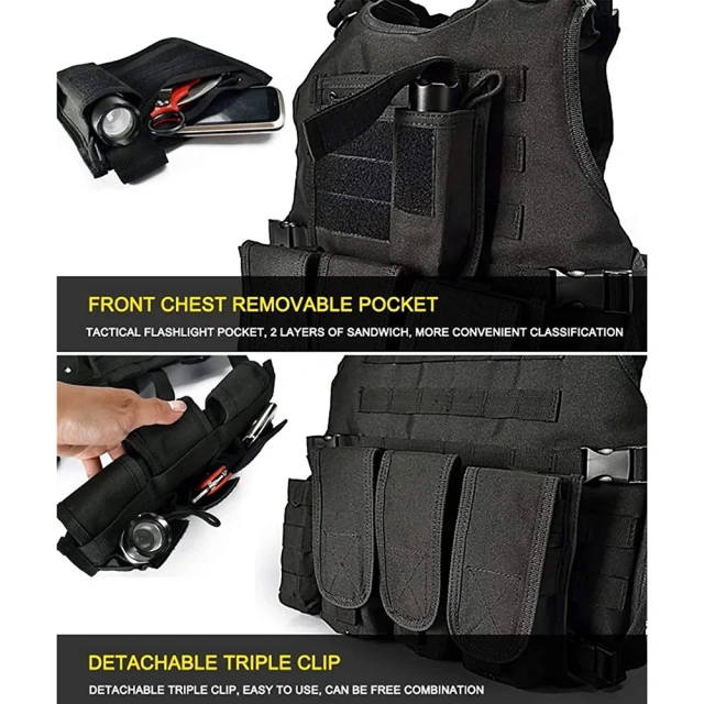 Outdoor Assault Training Tactical Vest Men's Breathable Hunting Tactical Vest High Quality Adjustable Tactical Vest outdoors Breathable Vest Adjustable Paintball Assault Training Vest Detachable for Kids Slim Person