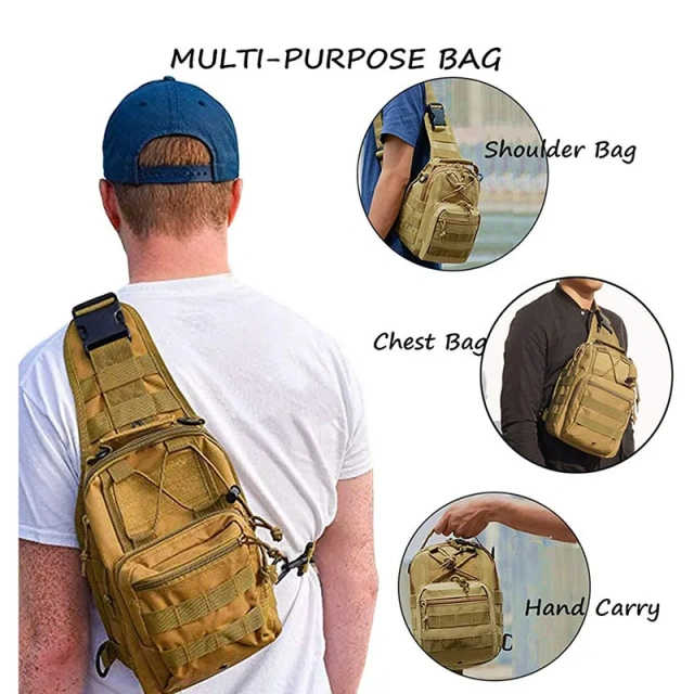 Multifunctional Tactical Sling Pouch Assault Shoulder Bag Outdoor Traveling Chest Pack Tactical Sling Pouches Bags  Waterproof Shoulder Messenger Bag Outdoor Gym Carry On Bag Hunting Sports Bag