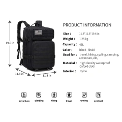 Assault Backpack Men's Backpack Waterproof 4 Compartment Multi Pocket Hiking Camping Bag Practical Backpack Military Equipment Military Bag Shoes Bag Outdoor Backpack