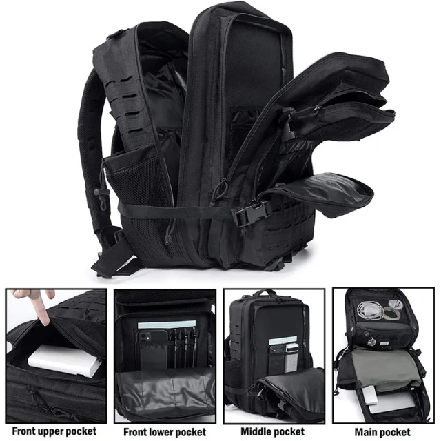 China Factory Customized Multi Functional Tactical Backpacks Practical Assault Backpack Tactical Hiking Backpack  Military Bags Practical Military Training kit made of polyester