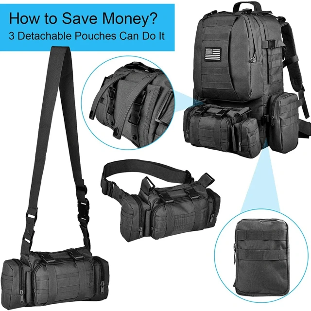 Oleaderbag Backpack Practical Backpack Assault Bag Removable Package Military travel bag Practical travel bag Sports fitness bag Lockable zipper Military range Luggage bag