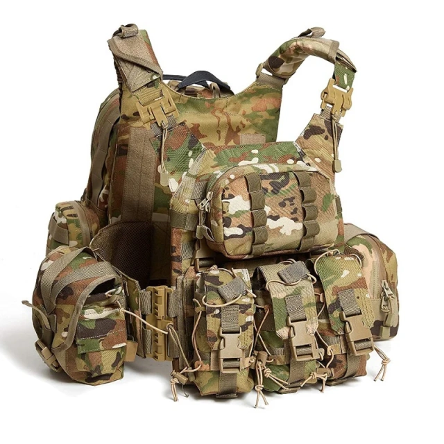 High Quality Men's Compatible Assault Tactical Vest Outdoors Tactical Vest Lightweight Camouflage Tactical Vest for HuntingTraining Breathable Protective Vest Outdoor Lightweight Assault Adjustable Low Enforcement Vest