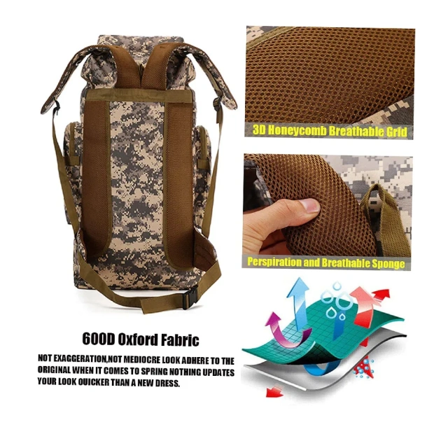 Oleaderbag  Practical Assault Backpack 70L Large Capacity Waterproof Bag Outdoor Camouflage Backpack Hiking Bag Military Training Military backpack large Military Training Military backpack Tactical Military bag