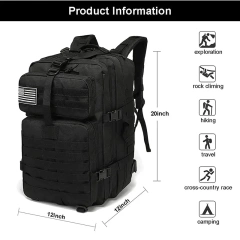 Tactical Assault Rucksack Big Capacity Tactical Backpack Bag Multipurpose Tactical Backpack for Outdoor  Cross body Bag Briefcase Shoulder Bag Laptop Computer Bag Military Style Men's Backpack Detachable Shoulder Strap