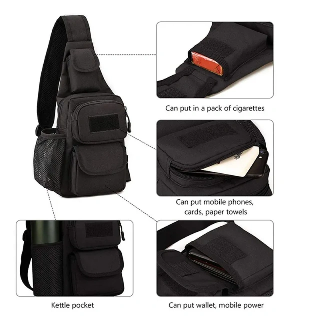 Custom Logo Tactical Assault Sling Bag Pack Practical Tactical Chest Shoulder Bag Practical Tactical Bag for Training  Outdoor Military Backpack Military Training Sports Backpack Sling Backpack Military Backpack