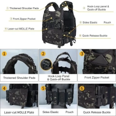 Hunting Training Vest Outdoor Sports VestHot selling Sports-Vest 600D Encryption Polyester Adjustable Lightweight assault Vest Training Vest Outdoor assault Training outdoors Breathable Vest Adjustable Fit Adult