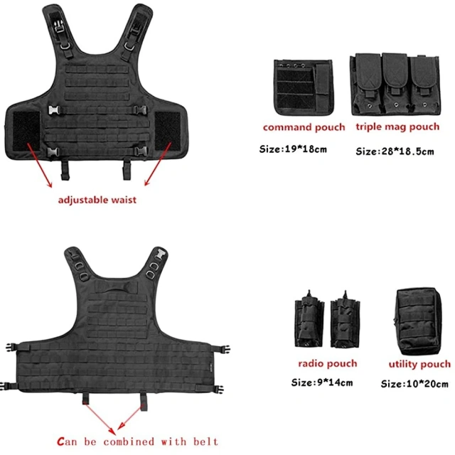 Outdoor Assault Training Tactical Vest Men's Breathable Hunting Tactical Vest High Quality Adjustable Tactical Vest outdoors Breathable Vest Adjustable Paintball Assault Training Vest Detachable for Kids Slim Person