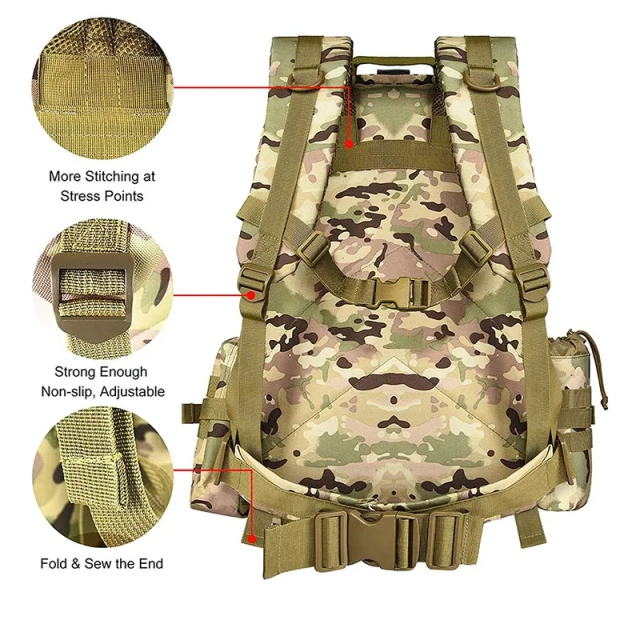 High Capacity Training Backpack Waterproof Tactical Backpack for Hiking Outdoor Travel Camouflage Tactical Backpack  Military Sling Bag Practical Shoulder Chest Pack Shoulder Sling Backpack Military Training Sling Grab Bag