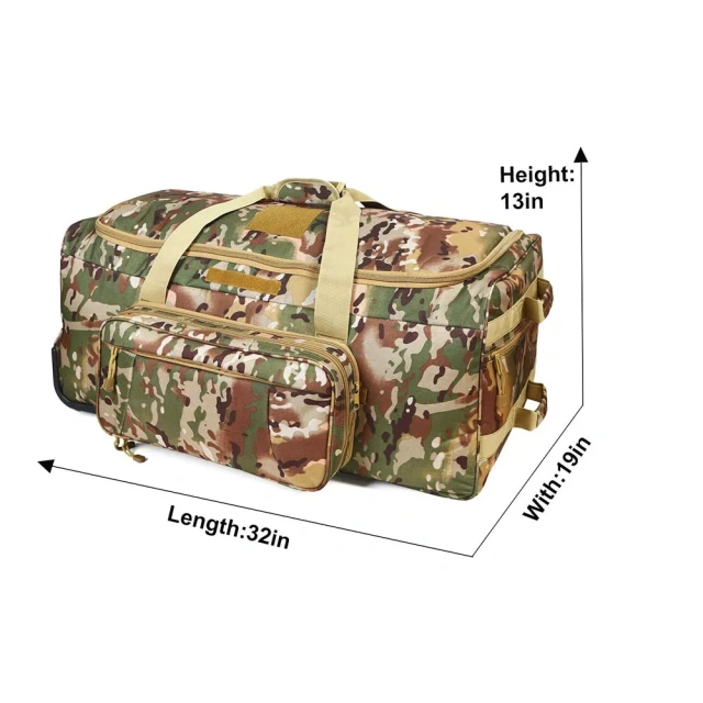 Training Battle Wheel Bag Deploy Trolley case Heavy Duty Camping Bag Hiking and Running Bag Military Backpack Utility Bag Laptop Compartment Bag Fashion Outdoor Leisure Backpack