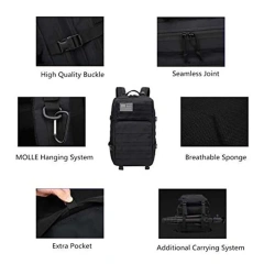 Assault Backpack Men's Backpack Waterproof 4 Compartment Multi Pocket Hiking Camping Bag Practical Backpack Military Equipment Military Bag Shoes Bag Outdoor Backpack
