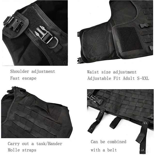 Outdoor Assault Training Tactical Vest Men's Breathable Hunting Tactical Vest High Quality Adjustable Tactical Vest outdoors Breathable Vest Adjustable Paintball Assault Training Vest Detachable for Kids Slim Person