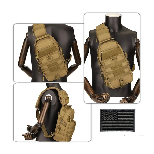 Camouflage Tactical Shoulder Bag Hiking Messenger Backpack Nylon Outdoor Hunting Trekking Chest Sling Bag  Practical Military Backpack for Men and Women Military Training Tactical Military Training Pack Bag Large Rucksack