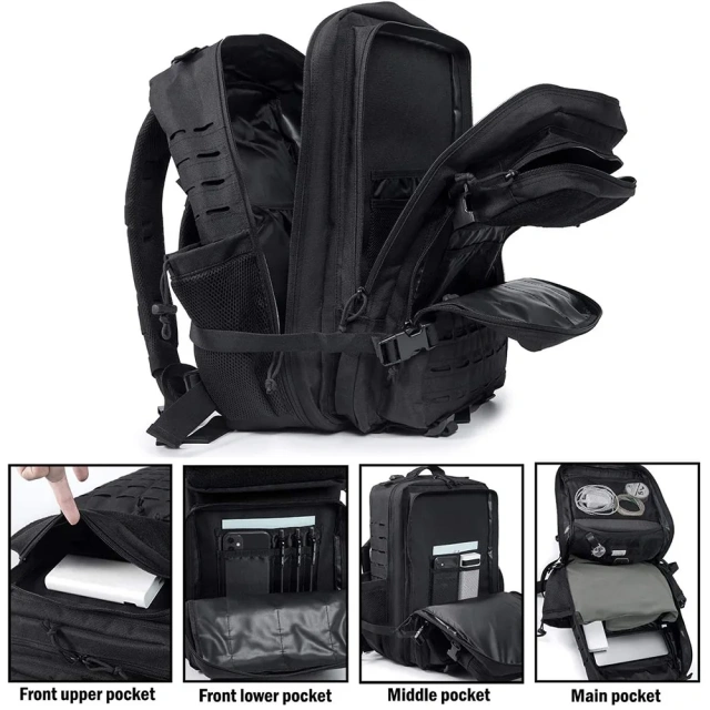 Oleaderbag Practical Assault Backpack Men's 45L 3 Day Shelling Bag Hiking Backpack Practical Military Backpack Field Tactical Military Bag Backpack Military Sling Backpack Practical Backpack Military Field Battle Bag