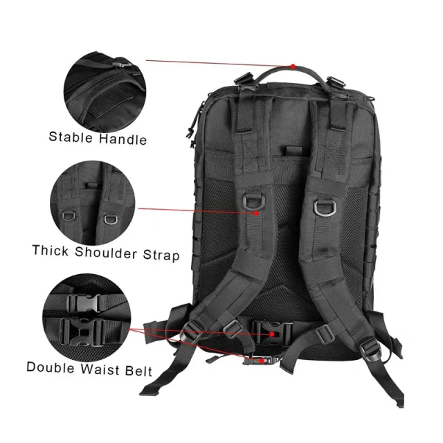 Customized Logo Large Capacity Training Bag Rucksack Good Quality Assault Backpack Heavy Duty Tactical Rucksack  Military Backpack 42L Large Backpack Campings Outdoor Rucksack Military Training Military Backpack