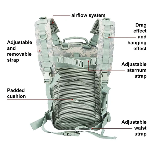 Oleaderbag Small Backpack Practical Assault Backpack Outdoor Insect Proof Bag  Military Backpack Multi Functional Strap Backpack Single Shoulder Belt Backpack