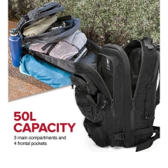 Custom Large Capacity Tactical Backpack Waterproof Assault Pack Rucksack High Quality Tactical Camping Backpack Large Military Pack Bag for Outdoor Military Tactical Rucksack Survival Day pack Military Hunting Military Training Bag