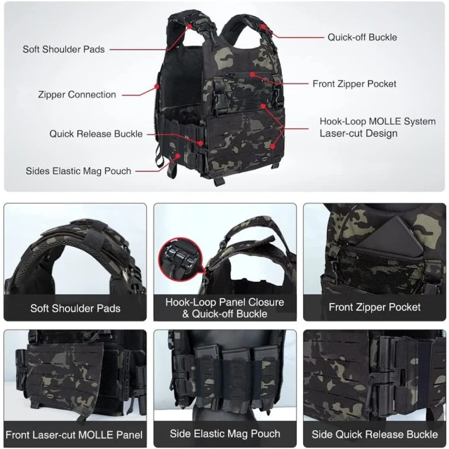 Hot Selling Men's Assault Tactical Vest for Hunting High Quality Tactical Training Vest Breathable Outdoor Tactical Vest high-quality durable Outdoor Vest Quick Release Training Outdoor Vest for Men
