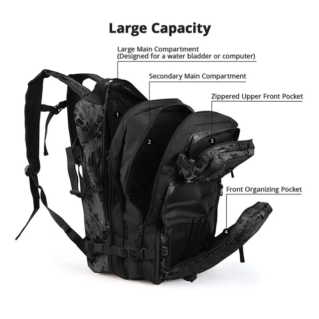 High Quality Outdoor Camouflage Tactical Backpack High Capacity Hunting Backpack Waterproof Training Assault Rucksack  Military Sling Bag Outdoor Military Training Bag Backpack Sling Day pack Backpack Outdoor Range Bag