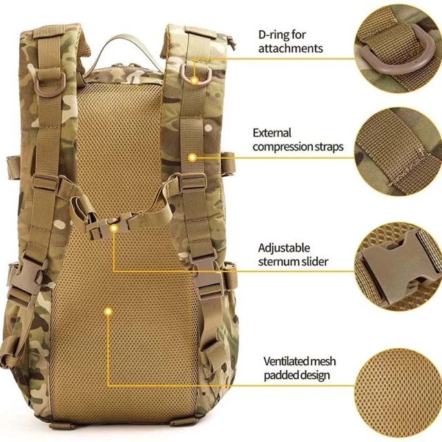Outdoor Tactical Gear Rucksack Large Capacity Tactical Backpack 3 Day Assault Pack Backpacks Hunting Trekking Backpack Camouflage Shoulder Bag Outdoor Outdoor Chest Pack Bag For Military Tactical  Sling Backpack