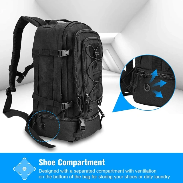 Practical Assault Backpack High Capacity Hiking Backpack Camping Hunting Backpack Hiking Bag  Waterproof Sling Bag Pack Large Capacity Shoulder Backpack Outdoor Military Range Bag