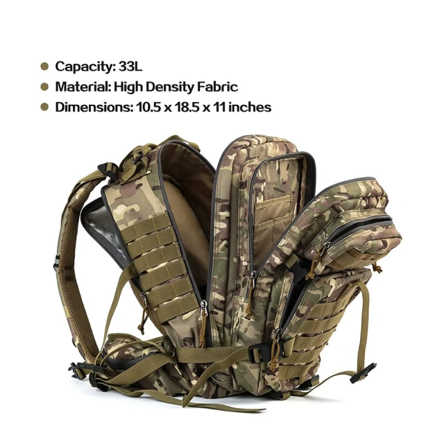 Practical Assault Backpack Training Hydration Bag Backpack Outdoor Hiking Bag Men's Large capacity Military Backpack Waterproof Military Training Tactical Backpack Travel Day Bag
