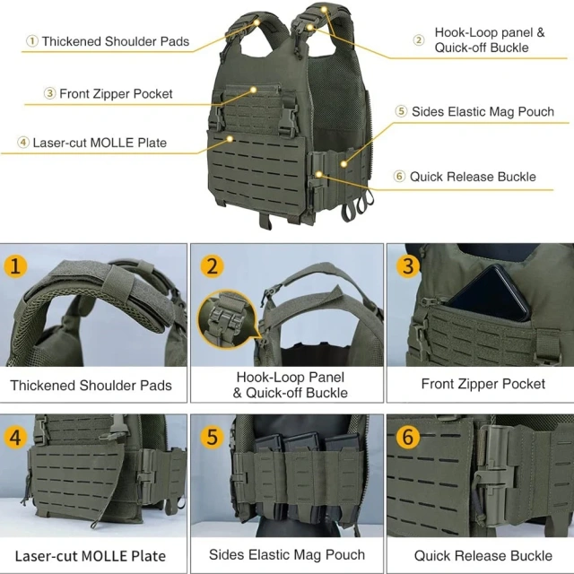 Men's Superior Quality Assault Vest for Hunting Outdoors Breathable Tactical Training Vest Lightweight Outdoor Tactical Vest Breathable fashion waterproof multifunctional outdoors Breathable Paintball Vest Black Training