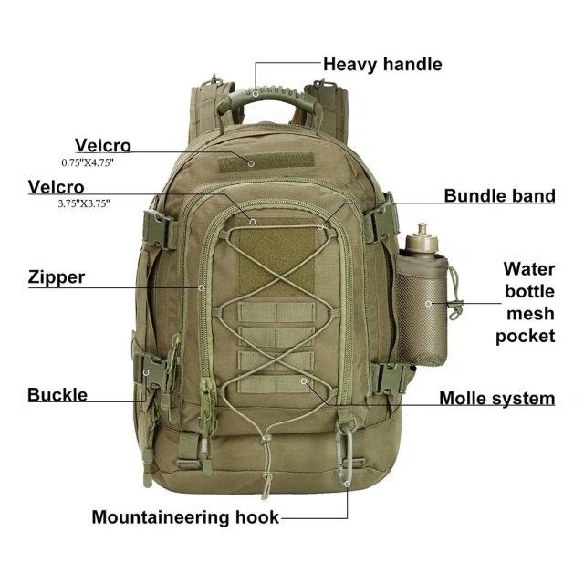 Men's Backpack High Capacity Training Assault Backpack Walking Expandable Backpack  Sling Chest Bag 900D Nylon Oxford Portable Military Waterproof Compact Bag Military Travel Bag