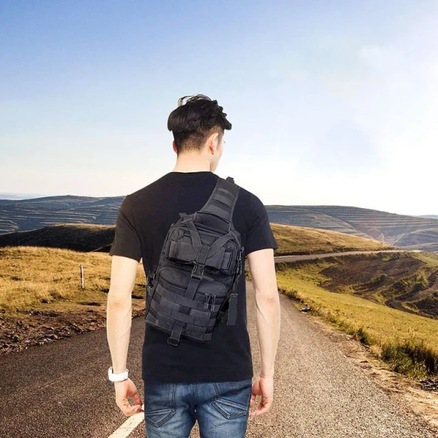 Customized Logo Waterproof Tactical Sling Bag Pack Large Capacity Training Shoulder Bag One Shoulder Assault Bag  Camouflage Military Backpack Military Utility Bag Laptop Compartment Bag Portable Rucksack