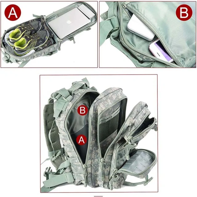 Outdoor Camping Tactical Rucksack for Travel Practical Camouflage Backpack Large Capacity Tactical Backpack  Men's And Women's Outdoor Sport Cross Body Bags Messenger Shoulder Bag Sling Military Bag