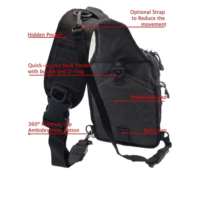 Assault Sling Backpack Practical Shoulder Bag Outdoor Sports Daily Bag Small Concealed EquipmentMilitary Notebook Messenger Shoulder Bag Multifunctional Adjustable Large Military Notebook Briefcase