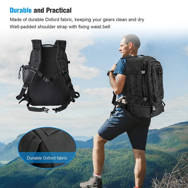 Practical Assault Backpack High Capacity Hiking Backpack Camping Hunting Backpack Hiking Bag  Waterproof Sling Bag Pack Large Capacity Shoulder Backpack Outdoor Military Range Bag