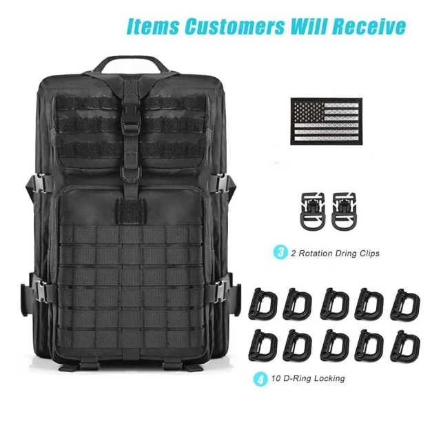 Practical Assault Backpack Training Backpack 3 Day Assault Package 45L Large Practical Backpack Large Special Bag Military Equipment Loading Bag Deployment Cargo Bag Travel Sports Equipment Luggage Bag