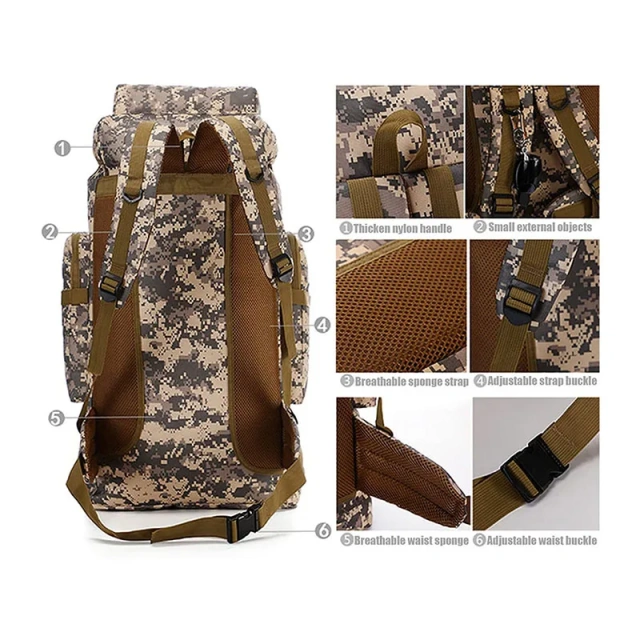 Customized Outdoor Laptop Tactical Backpack Large Waterproof Hunting Rucksack Travel Camouflage Backpack  Military Training Sling Bag Pack Military Sling Backpack Small Daily Pack With Padded Pocket