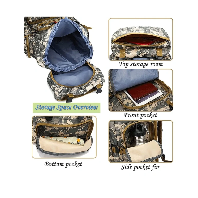 Oleaderbag  Practical Assault Backpack 70L Large Capacity Waterproof Bag Outdoor Camouflage Backpack Hiking Bag Military Training Military backpack large Military Training Military backpack Tactical Military bag