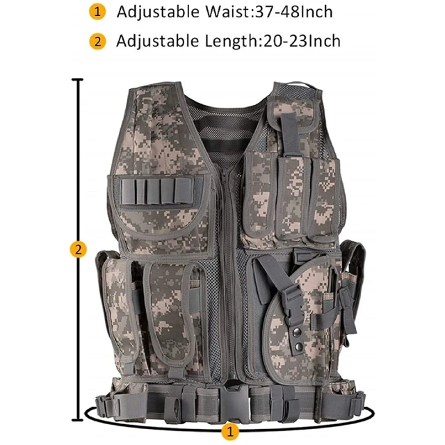 Hot Selling Adjustable Tactical Vest 600D Encryption Polyester Hunting Training Vest Lightweight Assault Vest Assault Sport Vest for Hunting Training outdoors Breathable Outdoor Sports