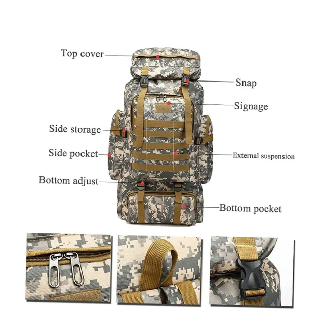 Customized Outdoor Laptop Tactical Backpack Large Waterproof Hunting Rucksack Travel Camouflage Backpack  Military Training Sling Bag Pack Military Sling Backpack Small Daily Pack With Padded Pocket